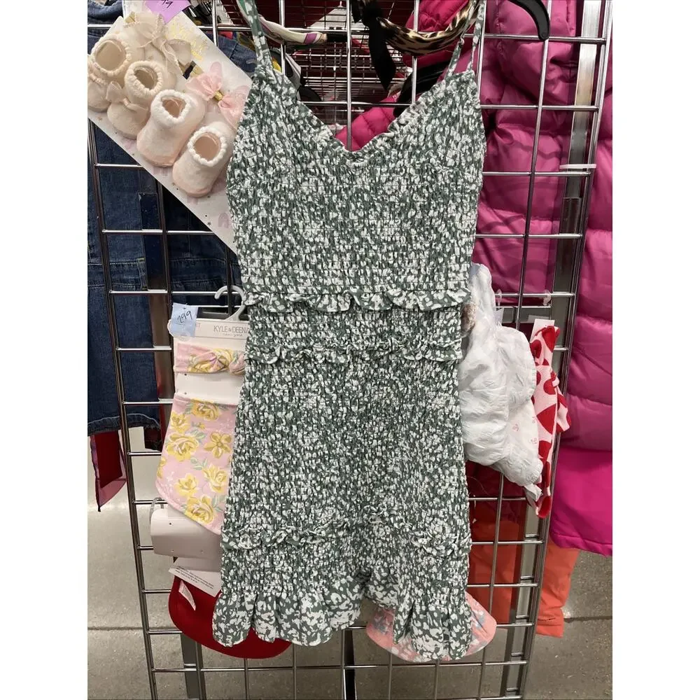 Abercrombie & Fitch Sage Green Floral Ruched Fitted Mini Dress- Size XS